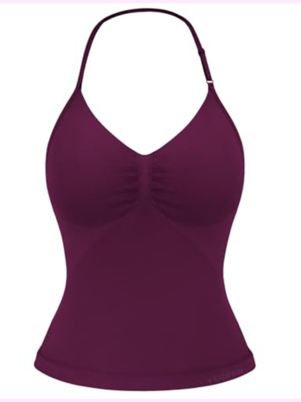Soft Halter Longline Tank Top with Built-in Bra Backless Strappy Workout Top